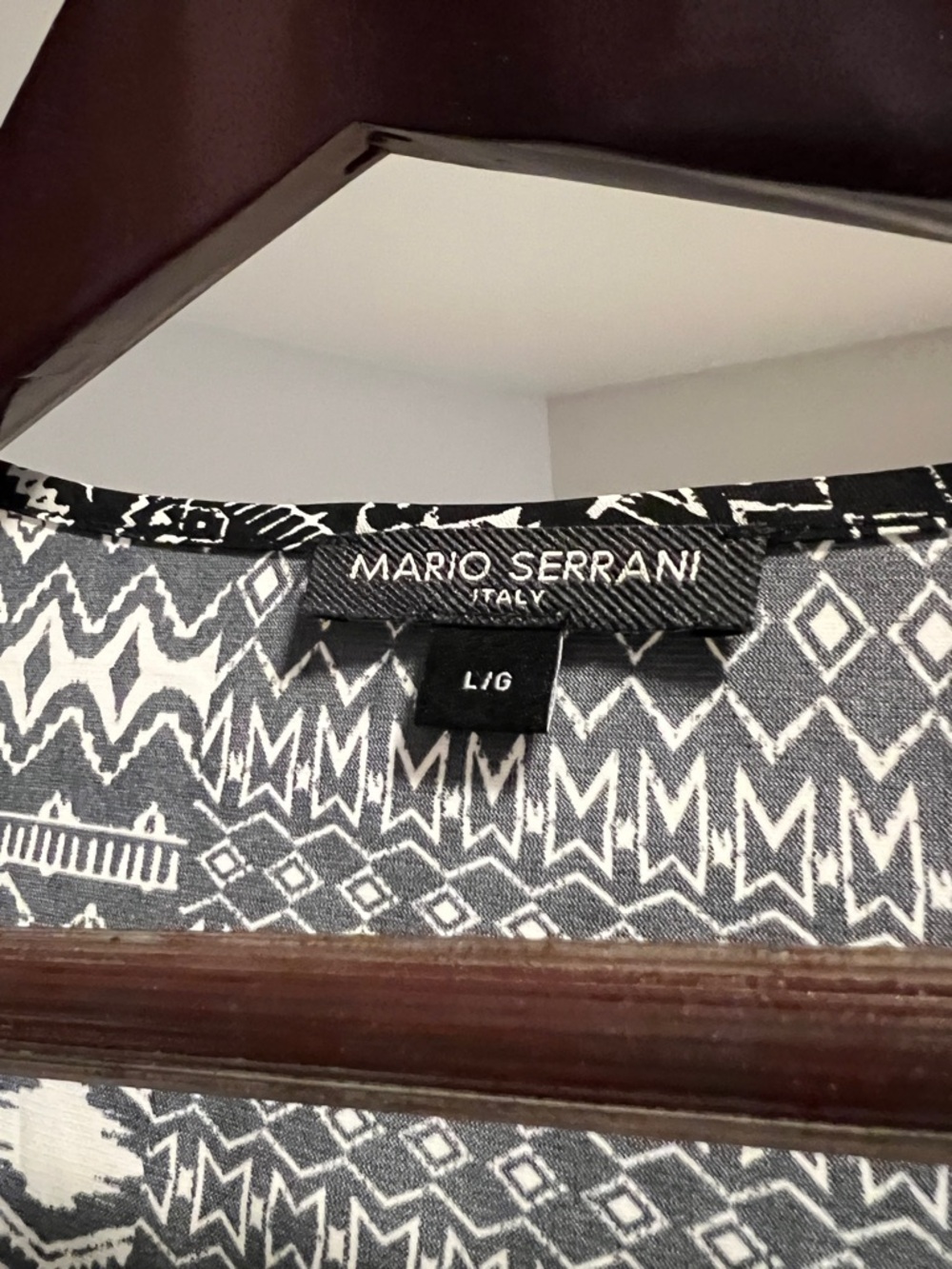 Mario Serrani Black and White Geometric Print Blouse